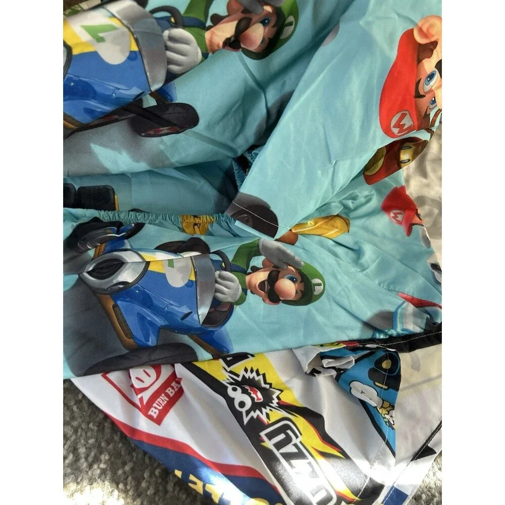 Nintendo Mario Mariokart Bed Sheet Set Flat Sheet,FITTED Sheet & Pillow Case!